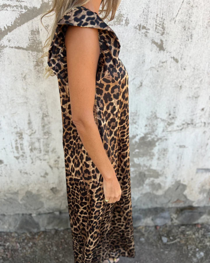 BOILIFE - LEOPARD JUMPSUIT WITH V-NECK