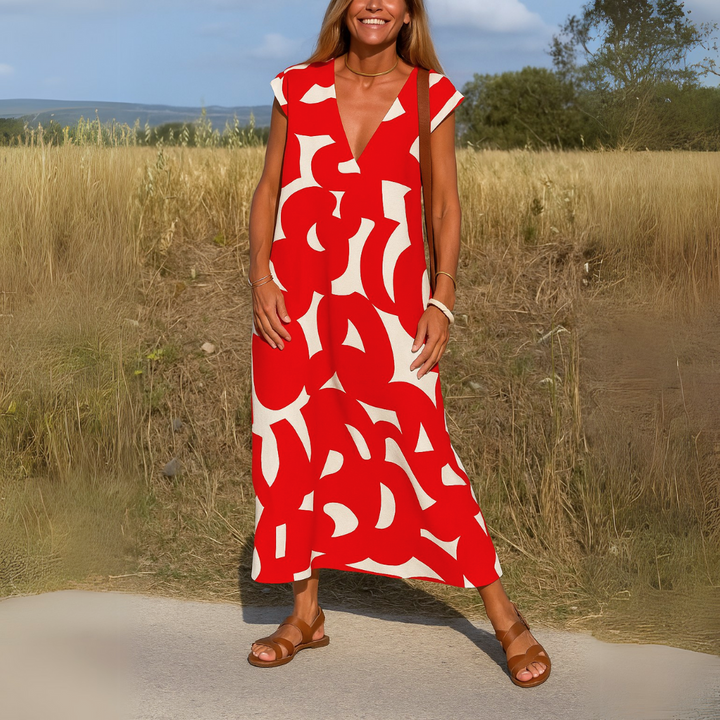 VALÉRIA™|V-NECK FLUID DRESS
