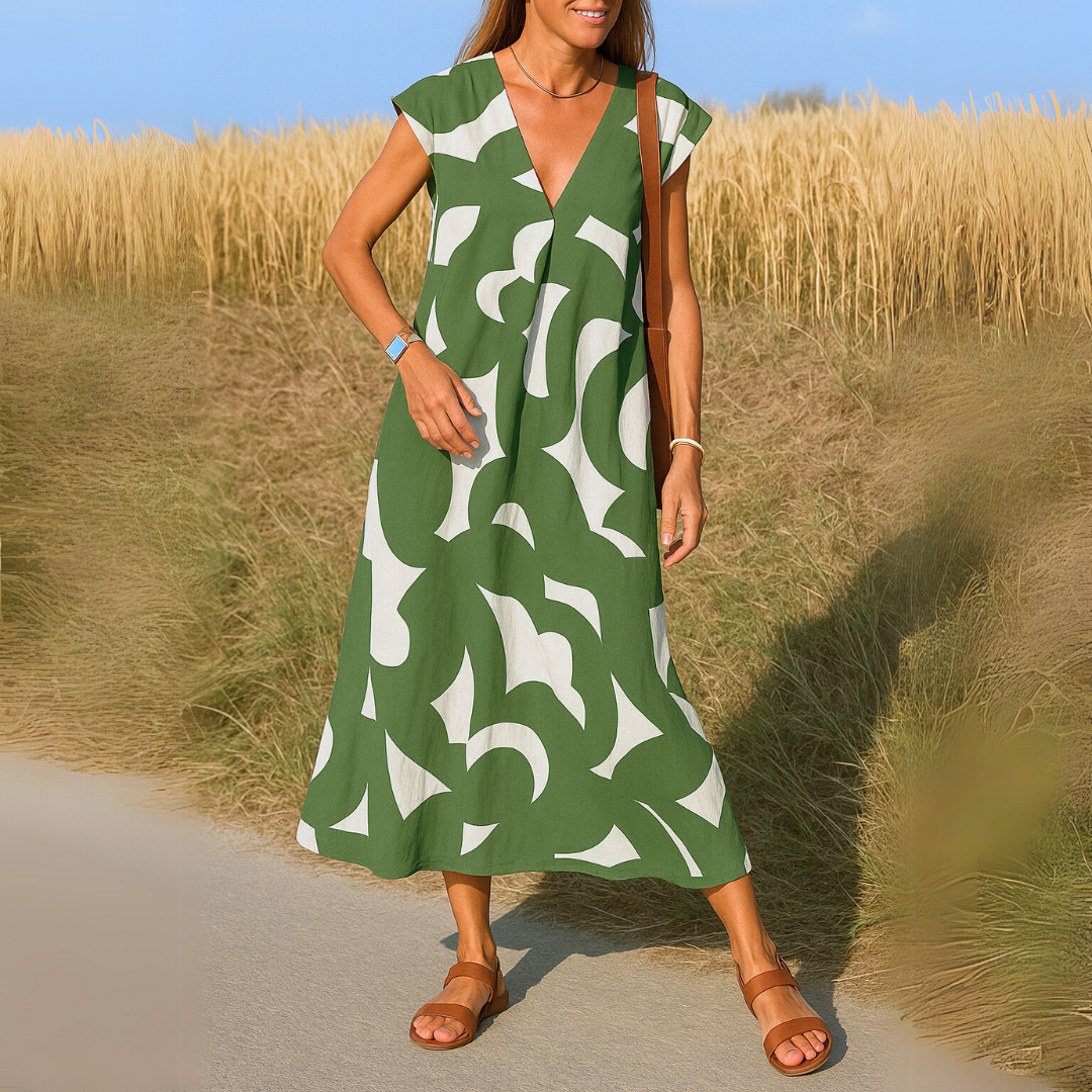 VALÉRIA™|V-NECK FLUID DRESS