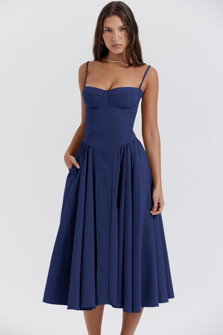 Elowen Retro Corset Midi Dress