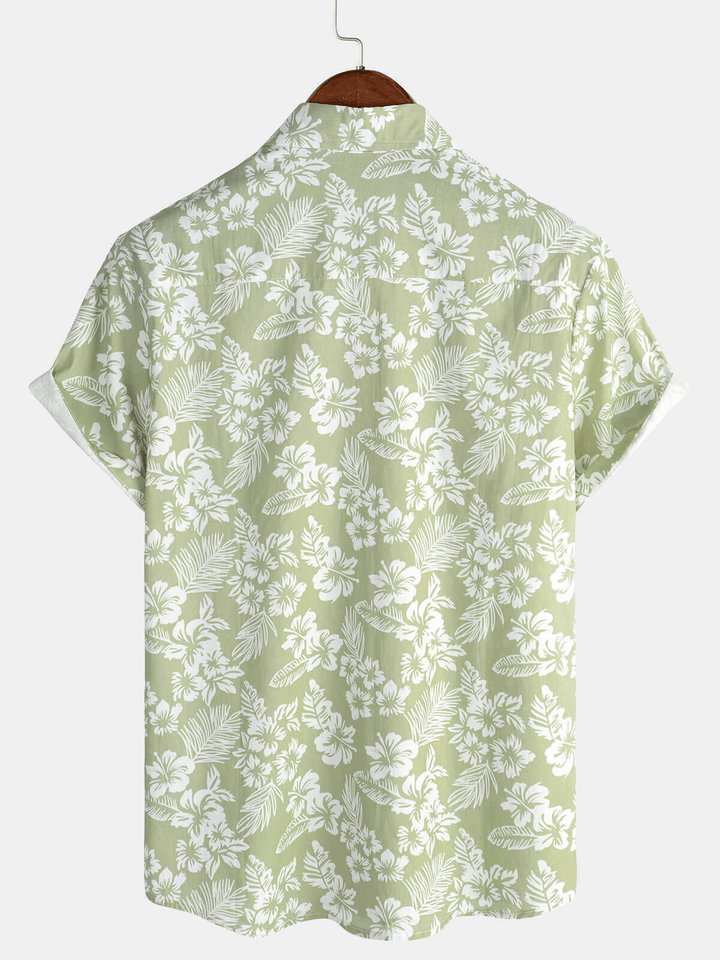 Short Sleeve Hawaiian Shirt with Floral Print