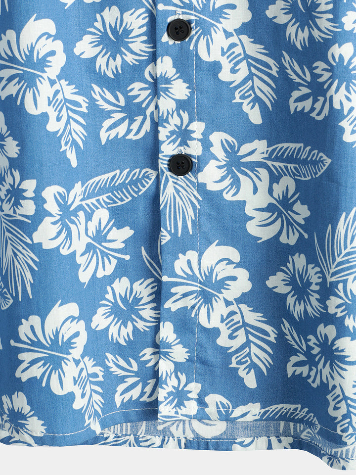 Short Sleeve Hawaiian Shirt with Floral Print