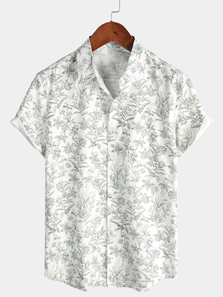 Cotton Hawaiian Shirt with Short Sleeves
