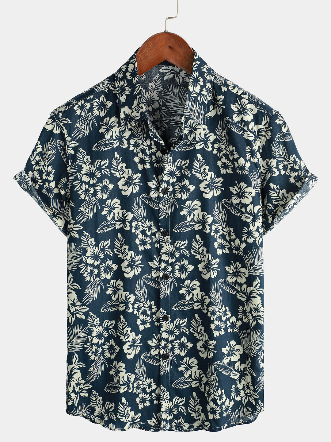 Cotton Hawaiian Shirt with Short Sleeves