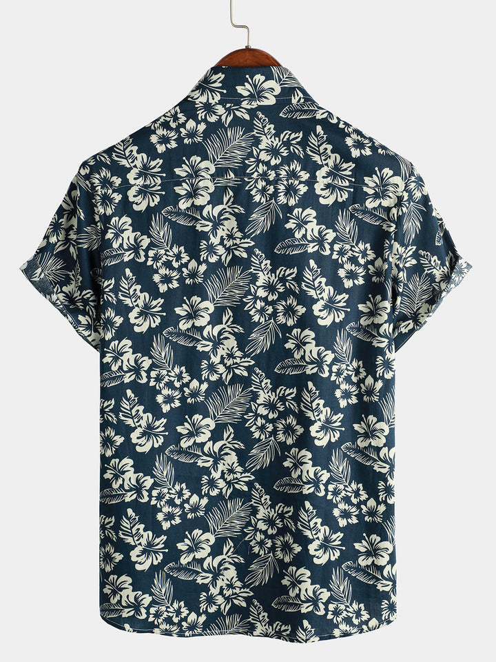 Cotton Hawaiian Shirt with Short Sleeves