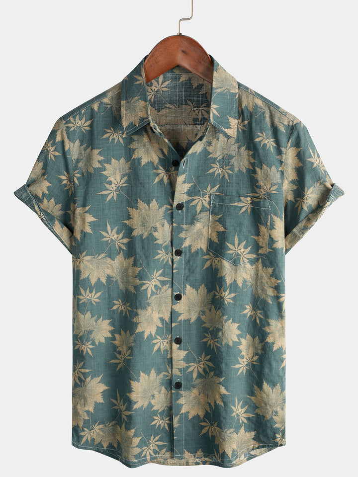 Cotton Hawaiian Shirt with Short Sleeves