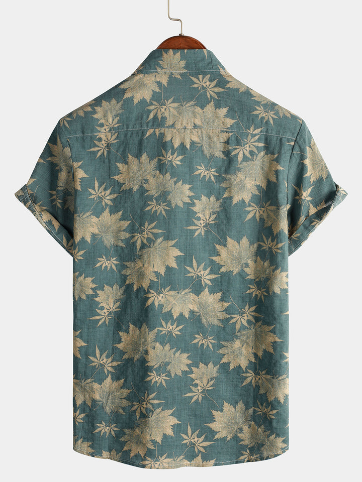 Cotton Hawaiian Shirt with Short Sleeves