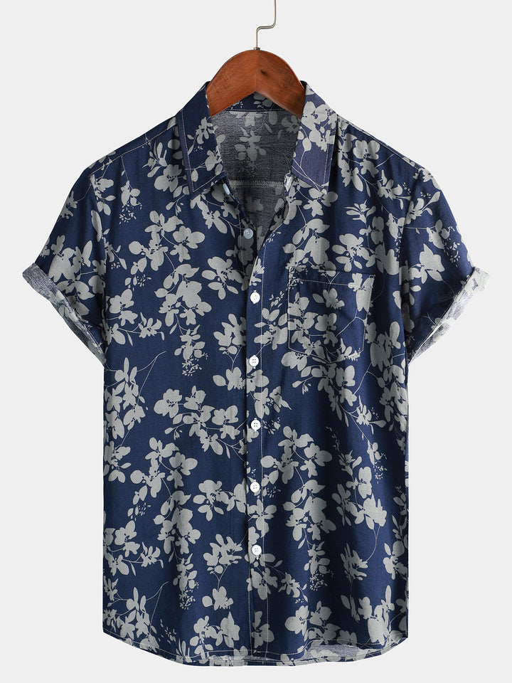 Cotton Hawaiian Shirt with Short Sleeves