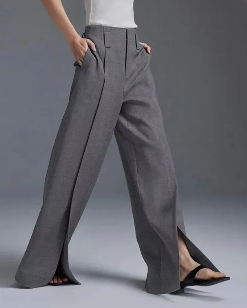 MAIANE - CASUAL PANTS WITH FRONT SLIT