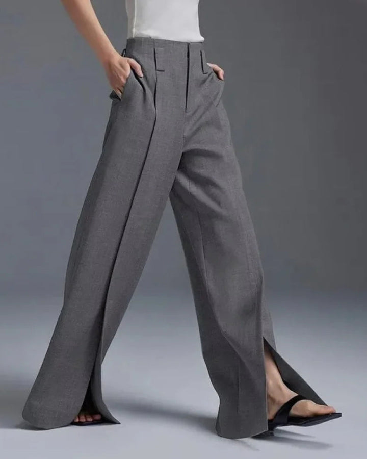 MAIANE - CASUAL PANTS WITH FRONT SLIT