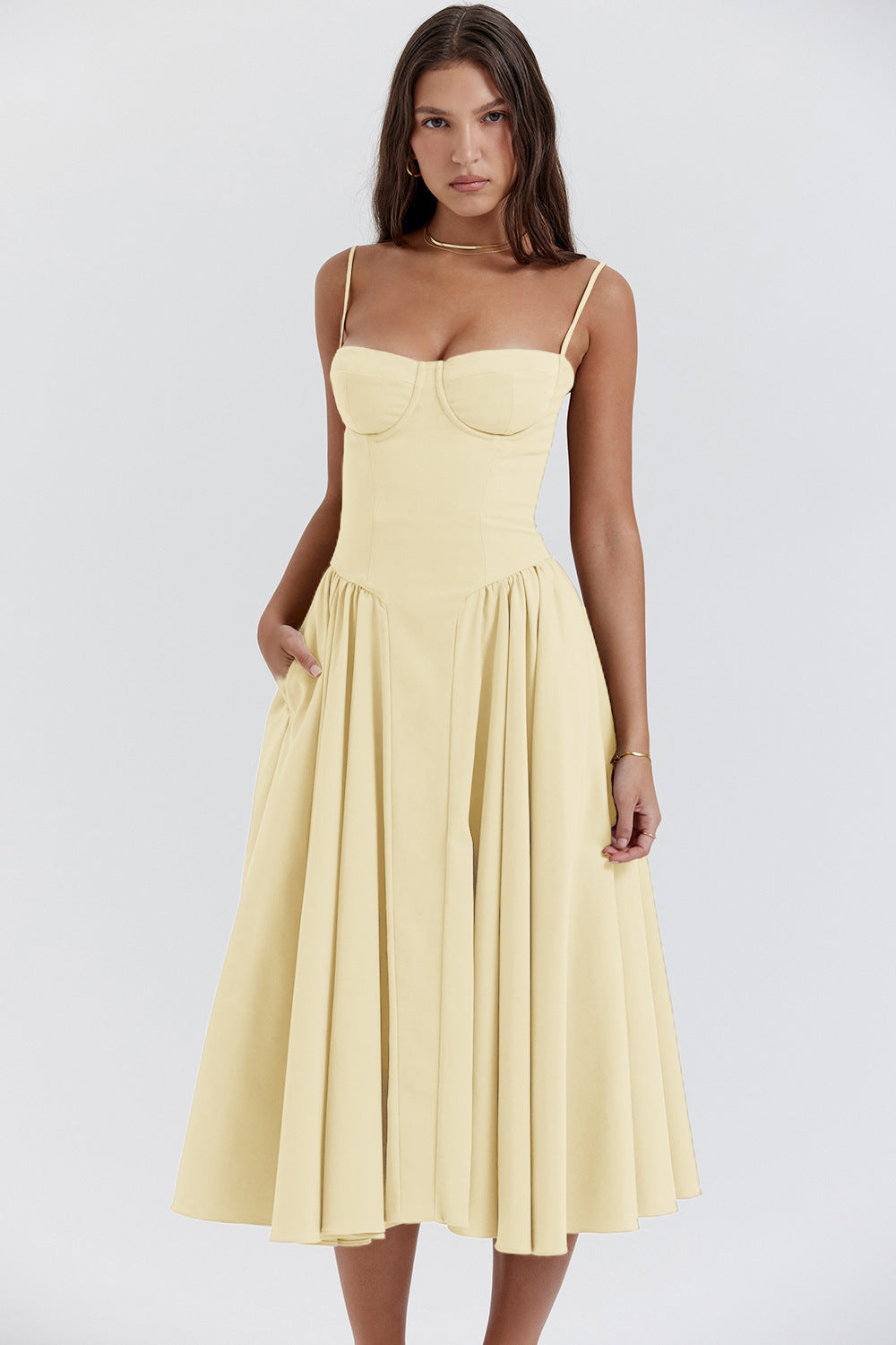 Elowen Retro Corset Midi Dress