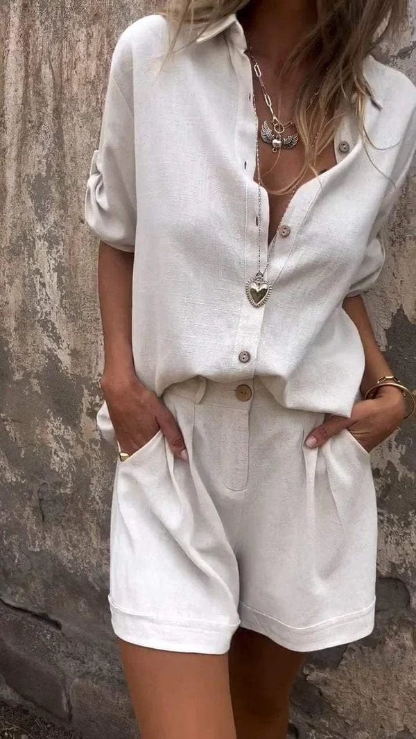 Elin Lightweight Linen-Cotton Summer Set