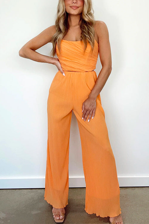 Lyxa Melbourne | Solana Ruched Crop Top & Wide-Leg Pants Set