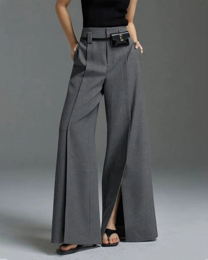 MAIANE - CASUAL PANTS WITH FRONT SLIT