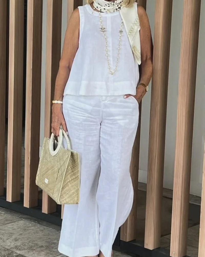 ARENA - COTTON AND LINEN SLEEVELESS SET