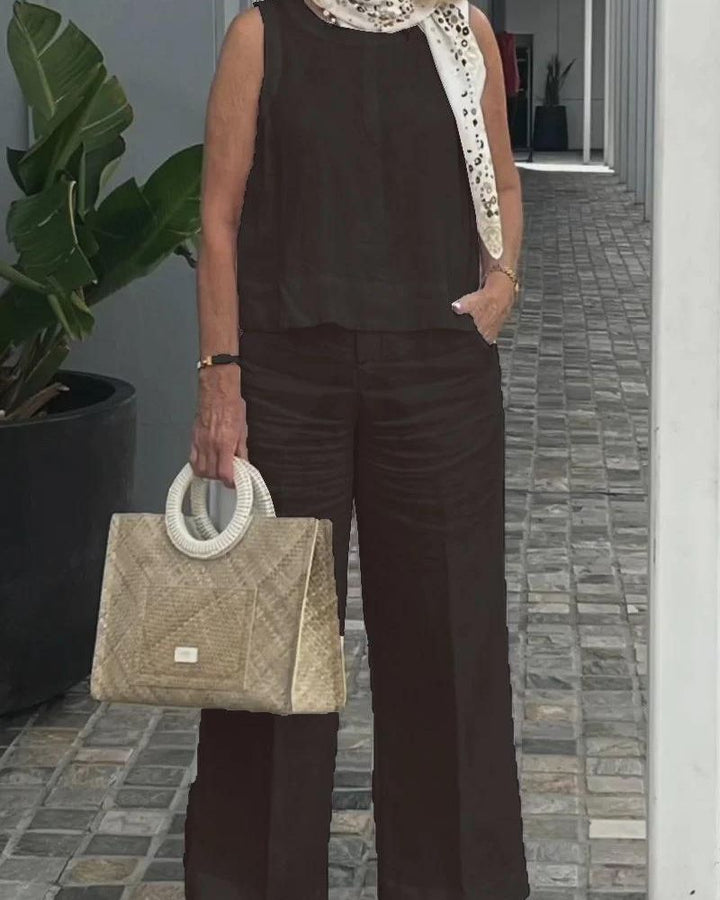 ARENA - COTTON AND LINEN SLEEVELESS SET