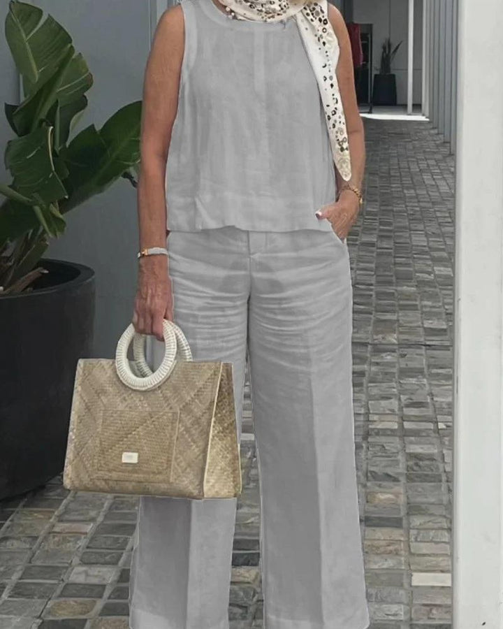 ARENA - COTTON AND LINEN SLEEVELESS SET