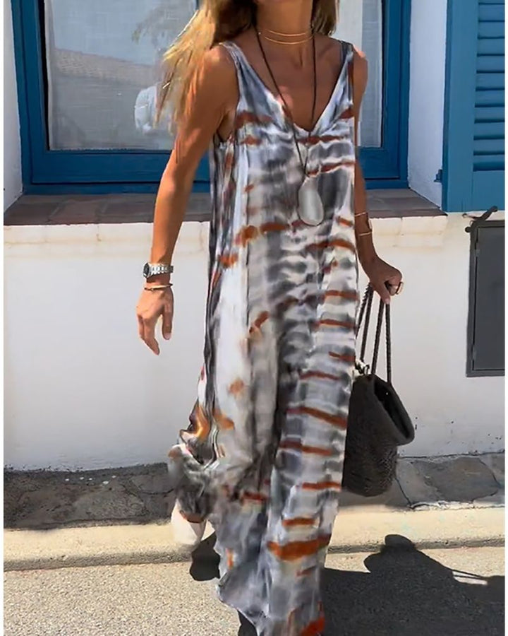 SORIA – Sleeveless Dress with Tie-Dye Print