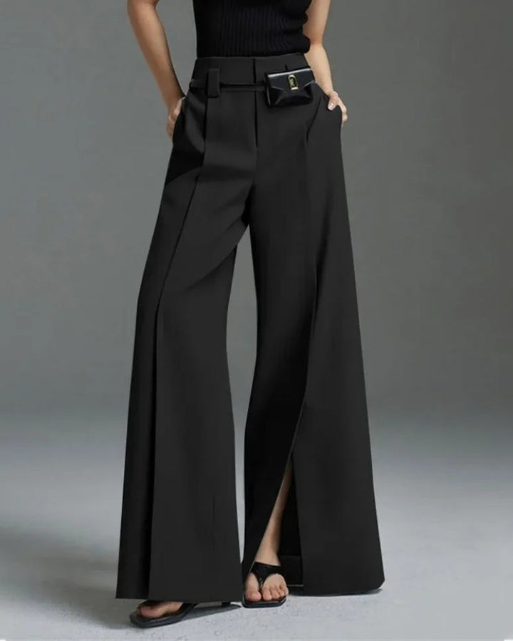 MAIANE - CASUAL PANTS WITH FRONT SLIT