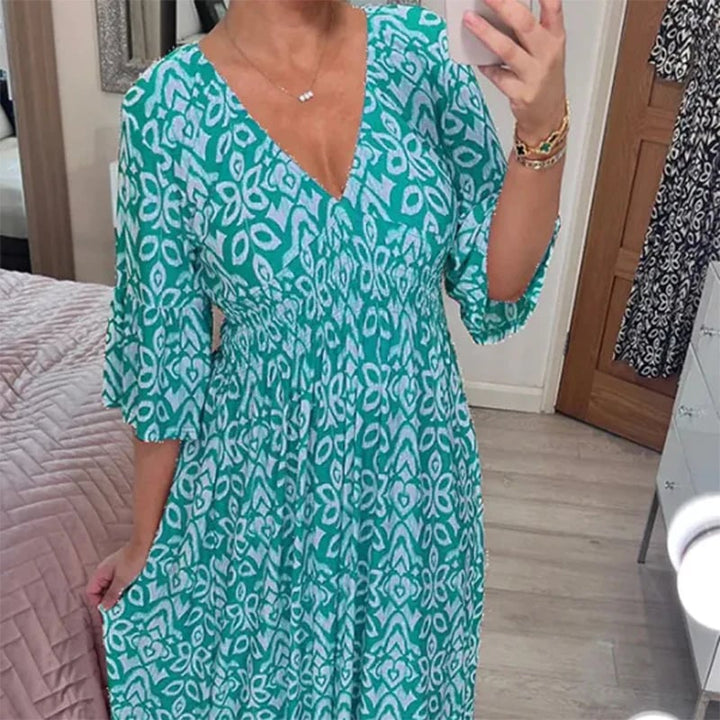 Althea™ – Bohemian V-Neck Maxi Dress