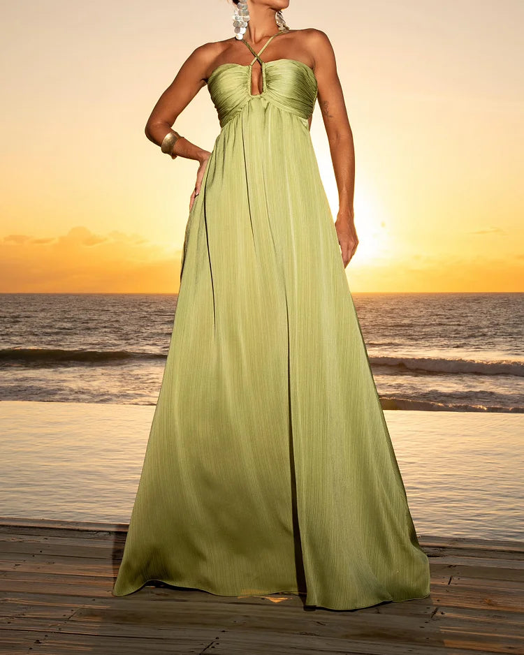 Lyxa Melbourne | Aurelia Cross-Strap Pleated Dress