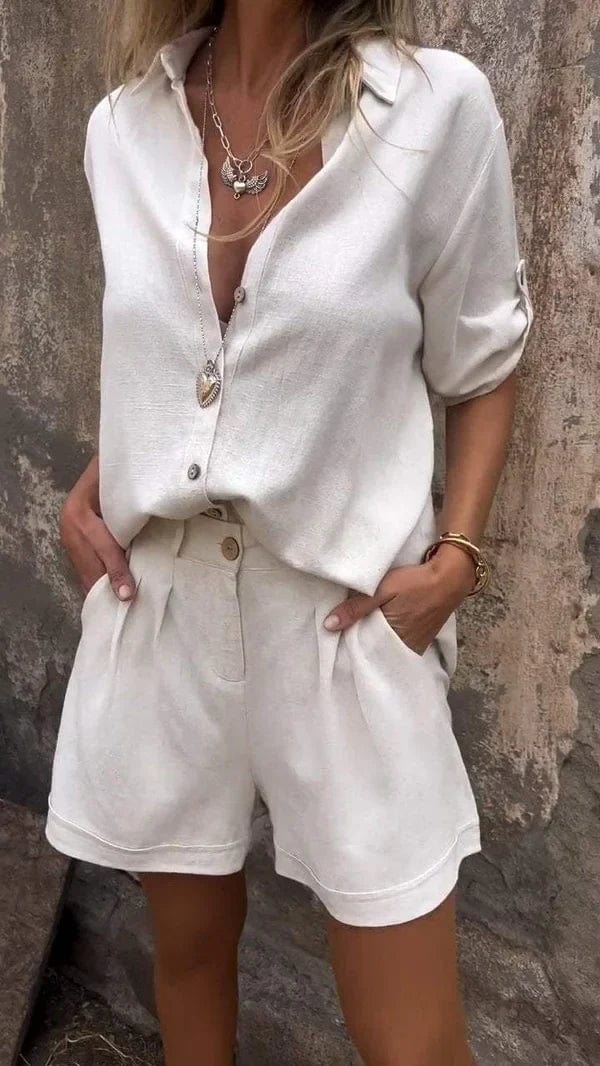 Elin Lightweight Linen-Cotton Summer Set
