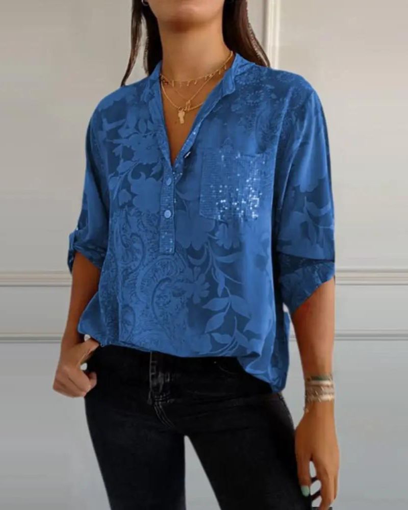 DARYA - TOP WITH FLORAL PRINT POCKETS