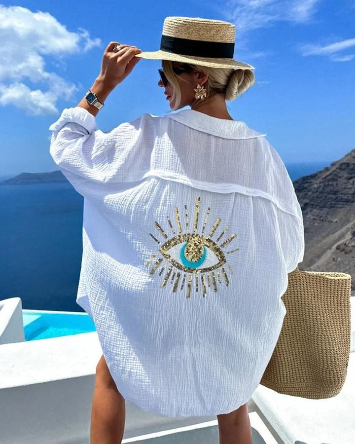 SORAYA - Casual Shirt with Sequins and Pearls