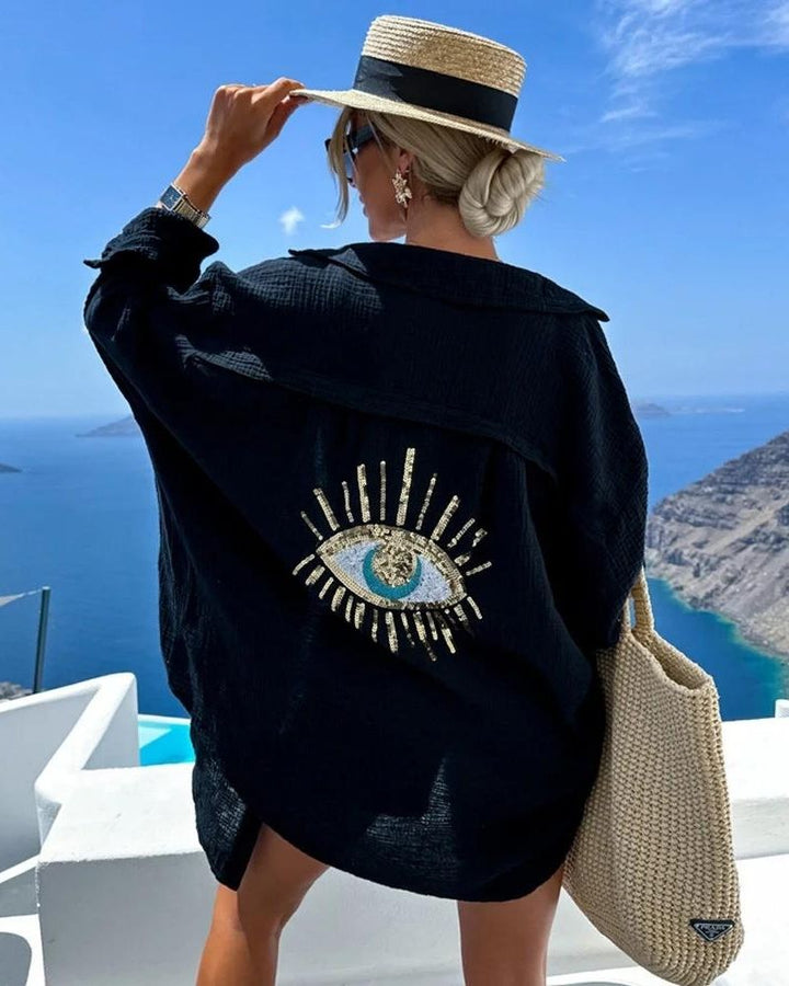 SORAYA - Casual Shirt with Sequins and Pearls