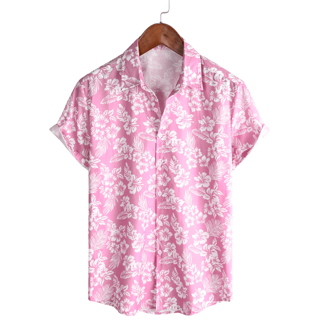 Short Sleeve Hawaiian Shirt with Floral Print