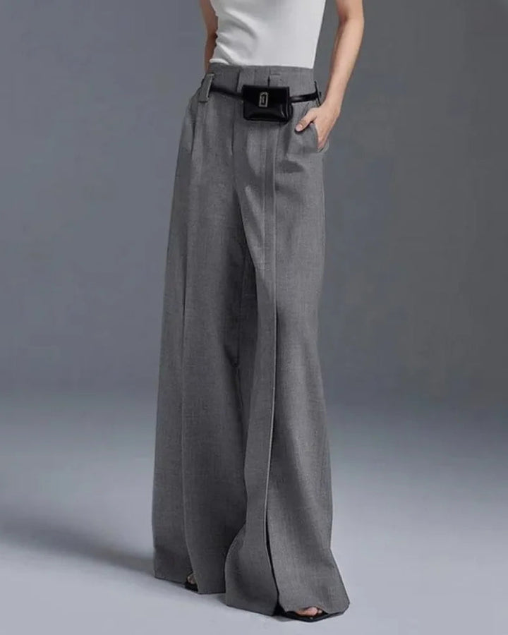 MAIANE - CASUAL PANTS WITH FRONT SLIT