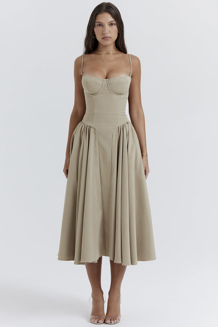 Elowen Retro Corset Midi Dress