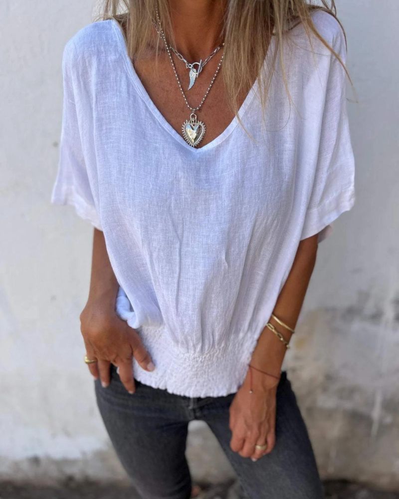 BOMIA - COMFORTABLE FITTED T-SHIRT WITH V-NECK