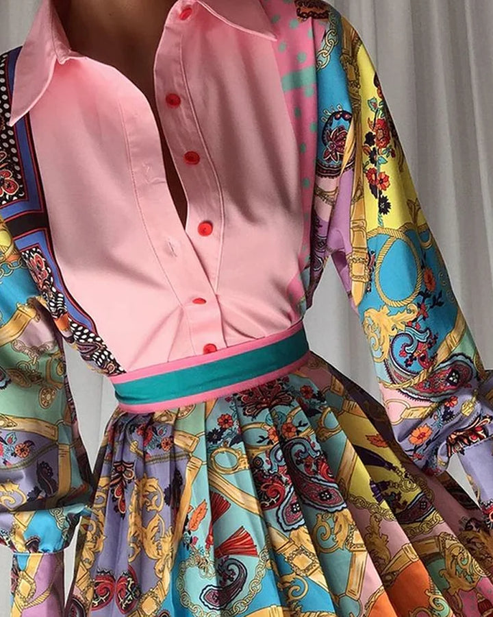 Lyxa Melbourne | Amara Pleated Mini Skirt & Printed Shirt Set