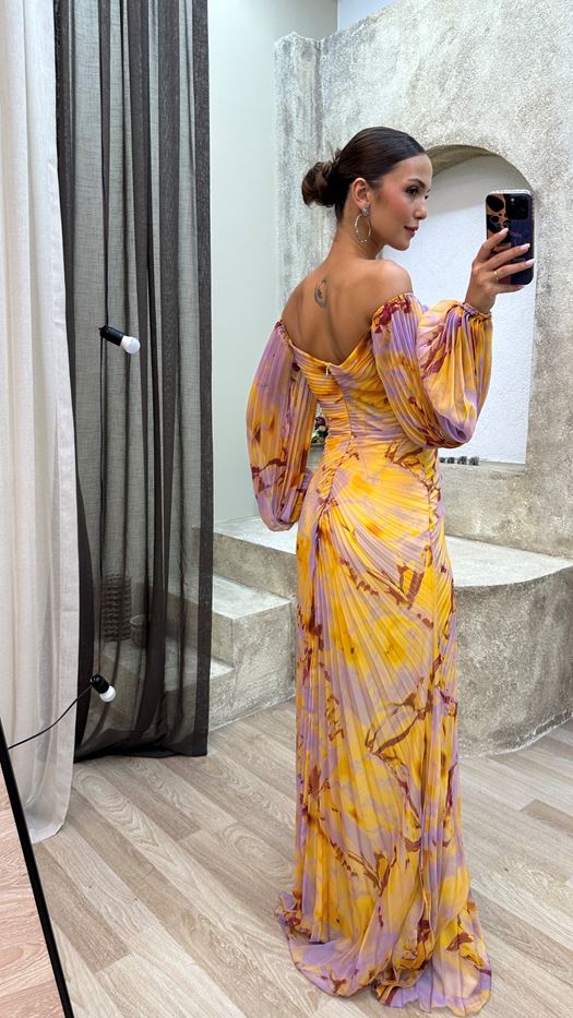 Lyxa Melbourne | Aurelia Off-Shoulder Pleated Maxi Dress