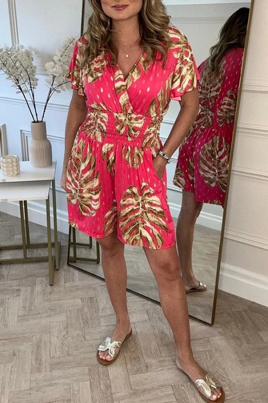 Jolaine™ – Leafy Print Romper