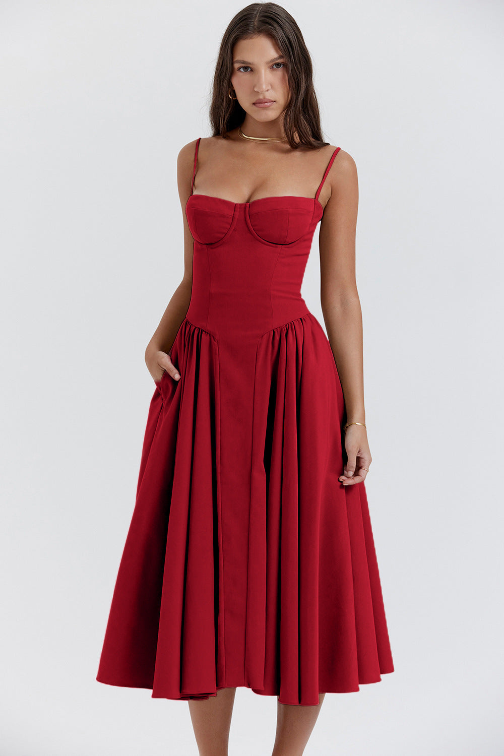 Elowen Retro Corset Midi Dress
