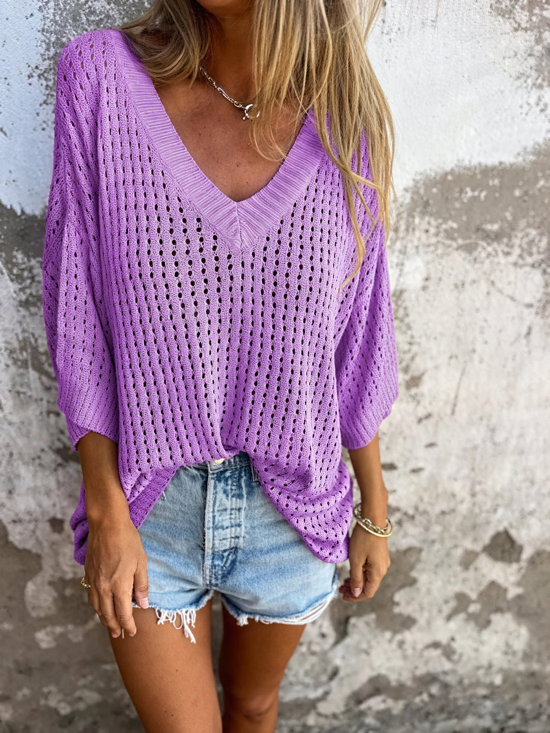 Amara™ – Summer Knit V-Neck Top