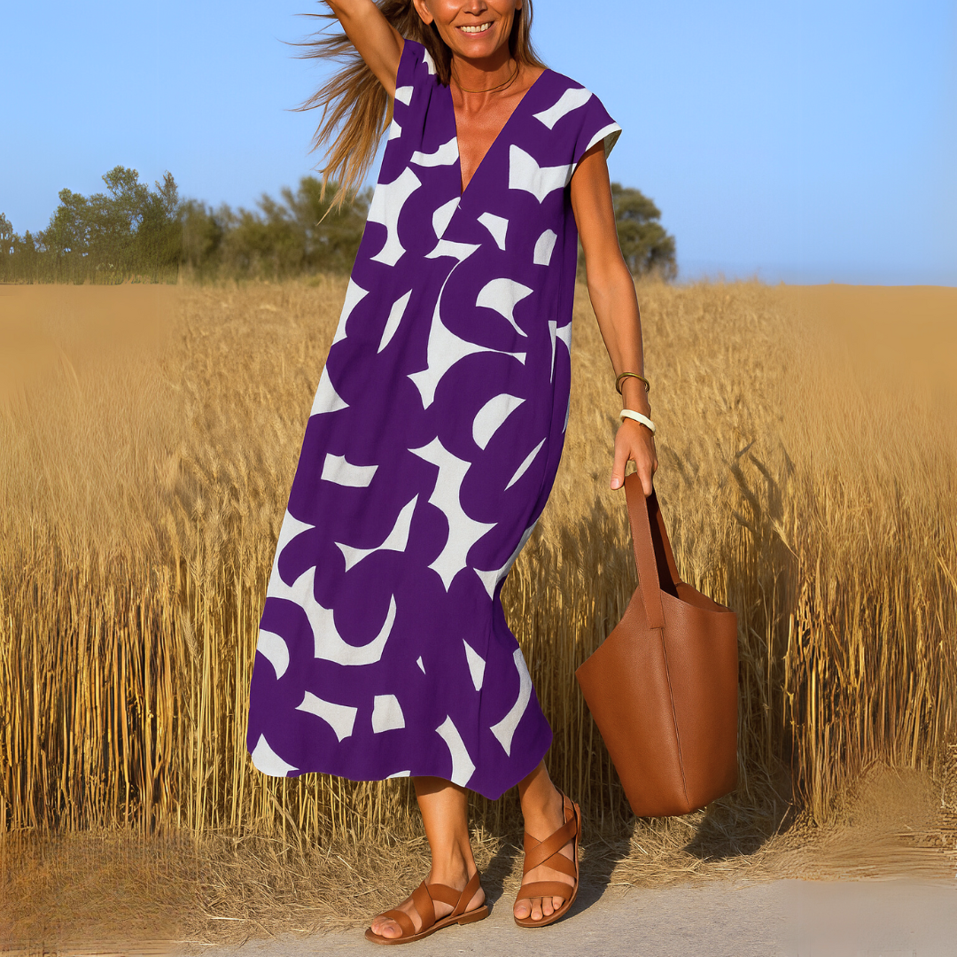 VALÉRIA™|V-NECK FLUID DRESS