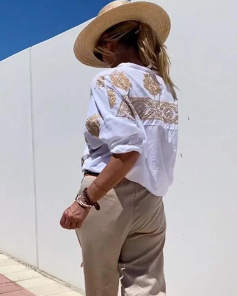 Lina – Blouse with Elegant Embroidery
