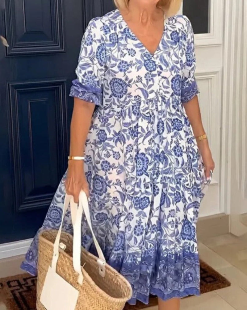 ARIAS - BOHEMIAN DRESS WITH V-NECK