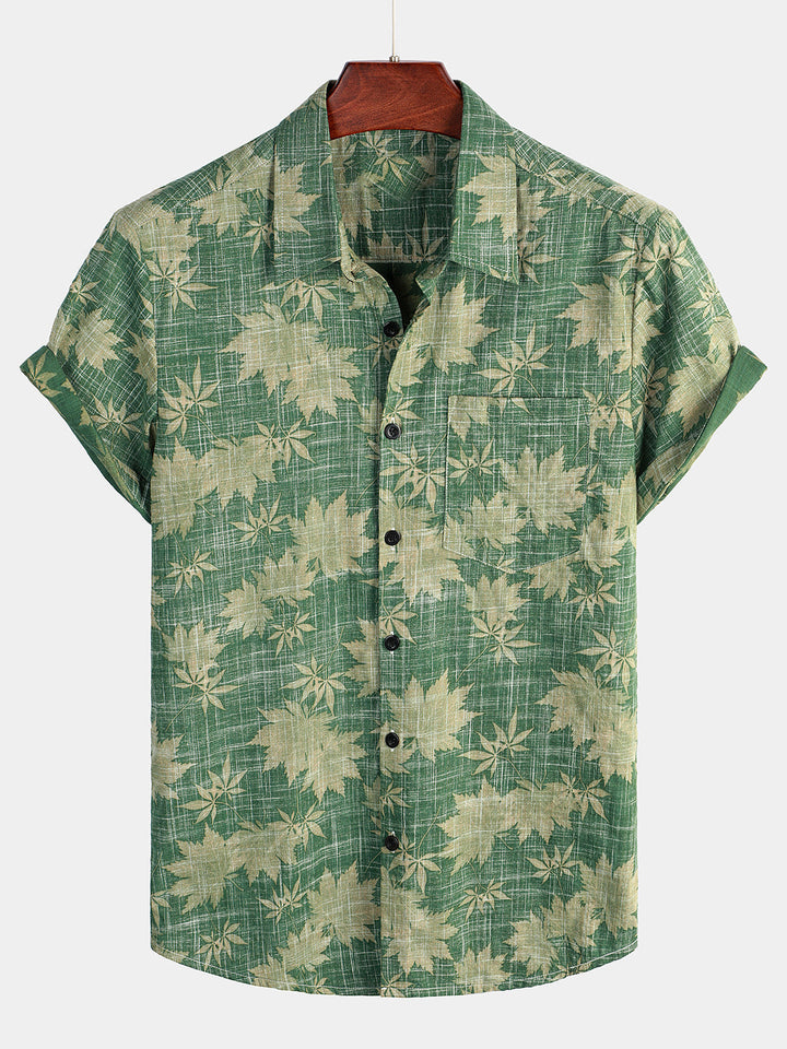 Cotton Hawaiian Shirt with Short Sleeves