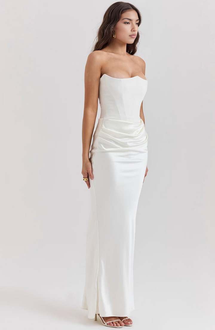 Kythira | Strapless Satin Dress