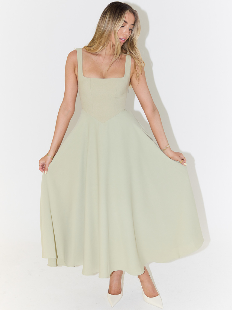 Amara Sage Midi Dress