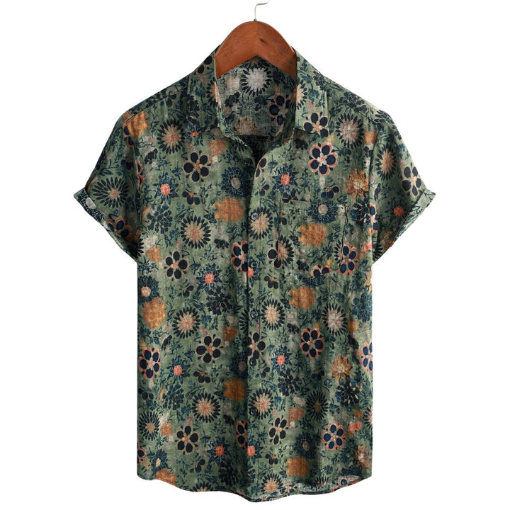 Cotton Hawaiian Shirt with Short Sleeves