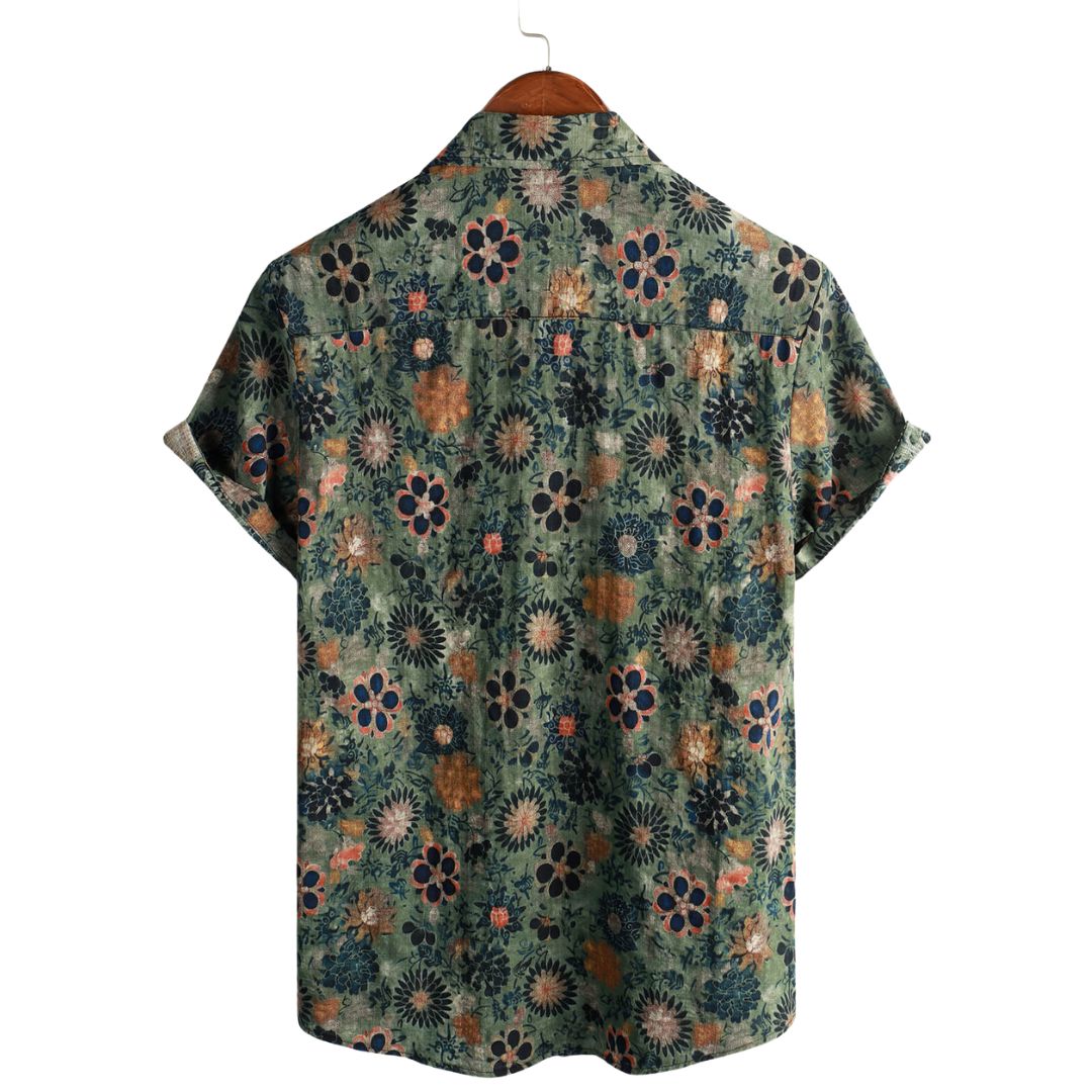 Cotton Hawaiian Shirt with Short Sleeves