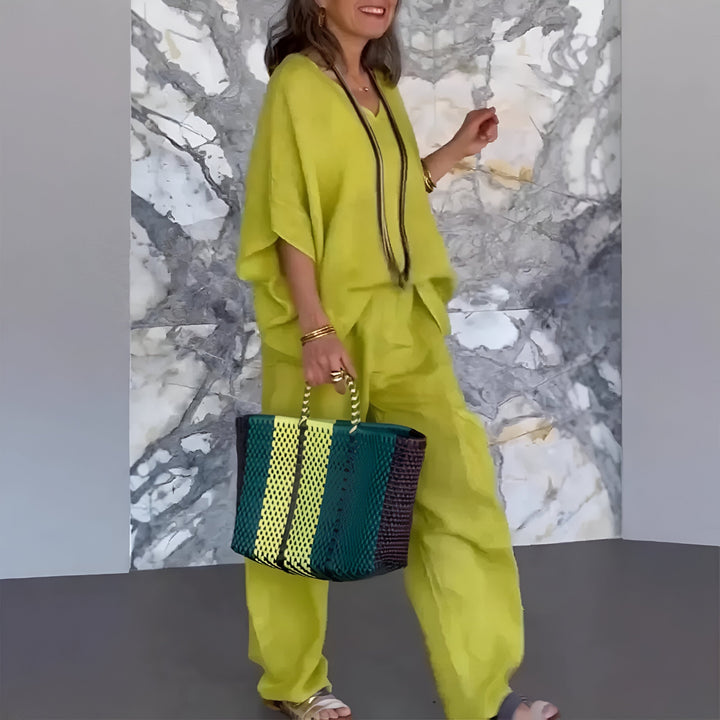Elvyna™ - Casual two-piece set with V-neck