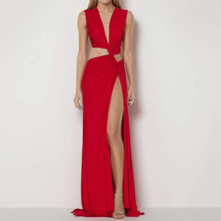 Lyxa Melbourne | Seraphina Draped High-Slit Maxi Dress