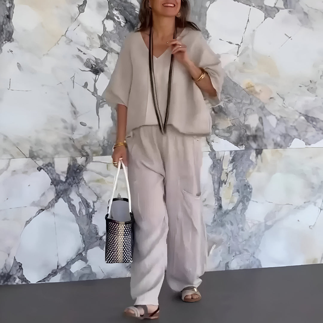 Elvyna™ - Casual two-piece set with V-neck
