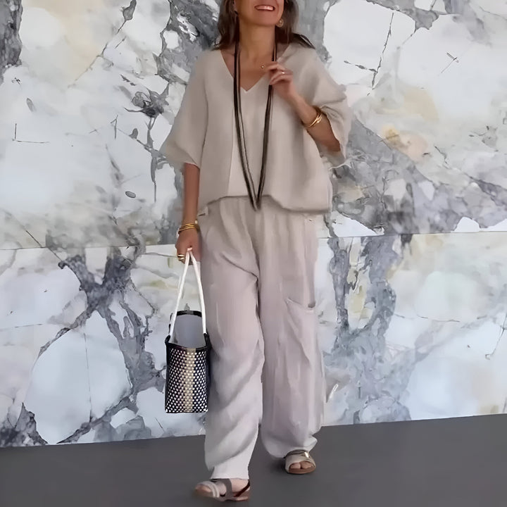 Elvyna™ - Casual two-piece set with V-neck